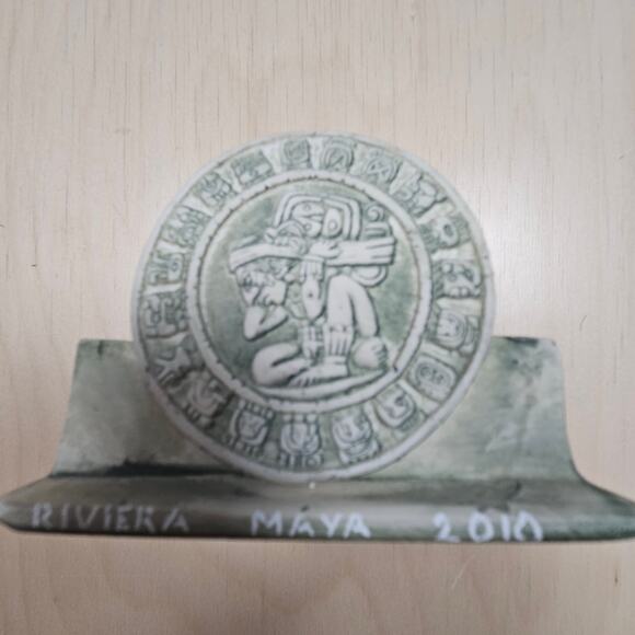 2010 Aztec style clay coasters Stone of the Sun, Mayan calendar Set  6-Holder - Picture 4 of 7